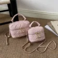 Rosa gesteppte Kette Kosmetiktasche, luxuriöse PU Leder Umhängetasche stylische Handtasche. - L / Rosa