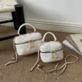Weisse gesteppte Ketten Kosmetiktasche Luxus Schulter Umhaengetasche Handtasche chic - L / Gebrochenes Weiß