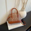 Schicke braune bedruckte Kuppel Handtasche für Damen, vielseitige Umhängetasche neu. - Braun