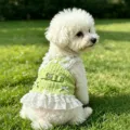 Grünes Tweed Hundekleid Rüschen Haustiergeschirr süßer Welpenrock für kleine Hunde - S / Grün