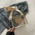 Sac bandoulière transparent pour femme, sac à épaule tendance avec large sangle et cœur. - Or