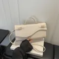Chique PU lederen schoudertas in gebroken wit, trendy dameshandtas voor dagelijks gebruik. - Broken Wit