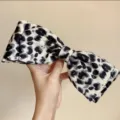 Large black and white leopard print hair bow clip for women girls stylish accessories - Large Bow Spring Clip (E07-41) / White Leopard