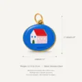 Stainless steel pendant with blue enamel pink house design, size 17.4x18mm, weight 5.5g. - Blue House Charm Only (Without Chain)