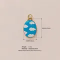 Stainless steel blue sky white cloud oval pendant DIY charm accessory with gold ring 14x20mm - Blue White Cloud Charm Only (Without Chain)