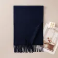Dunkelblaue Kaschmirschal Einfarbiger Winterwarmer Fransen Schal für Damen und Herren - Schal mit Quasten im koreanischen Stil (7102-20) / Hellmarineblau