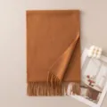 Kamel Kaschmir Schal Unifarben Winter Warm Fransenschal Elegantes Tägliches Modeaccessoire - Milchkaffee