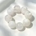 White cloudy resin beaded bracelet, stylish vintage round bead jewelry accessory for women. - Beaded Style (S340) / Marble White