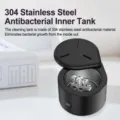 Ultrasonic retainer cleaner, portable denture cleaning machine with 304 stainless steel tub. - JP Plug / Black