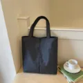 Μαύρη Καρό Τσάντα Tote Μεγάλης Χωρητικότητας Casual Τσάντα Ώμου Ελαφριά Γυναικεία - Μαύρο