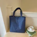 Κομψή μπλε καρό τσάντα tote από καμβά, casual τσάντα ώμου μεγάλης χωρητικότητας για καθημερινή χρήση. - Μπλε