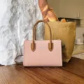 Rosa Leinen quadratische Handtasche, schicke Retro Umhängetasche für Damen Pendeln. - Ohne Anhänger / Rosa