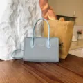 Graue koreanische kleine Umhängetasche für Damen, elegante Freizeittasche Handtasche. - Ohne Anhänger / Blau