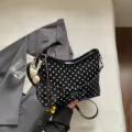 Κορεάτικη τσάντα χειρός με βούλες, κομψή casual τσάντα ώμου για καθημερινή γυναικεία χρήση. - Με Κρεμαστό / Μαύρο
