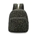 Grüner Leo-Print Freizeitrucksack Variante, stilvoller Canvas Schultasche für den Alltag. - Leopard grün