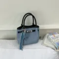 Retro denim handbag for women, casual stylish tote bag with chic star charm and shoulder strap. - With Pendant / Black