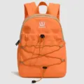Orange casual backpack with bungee cord, lightweight nylon travel daypack for women. - Sunset Orange