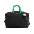 Grande borsa da viaggio per donna, comoda borsa da weekend nera con manico verde. - Con Ciondolo / Nero