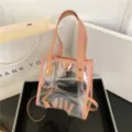Borsa da spiaggia jelly in PVC trasparente, elegante shopper e borsa a tracolla rosa. - Rosa