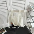 Borsa tote trasparente in PVC con tasca interna bianca per stile casual quotidiano - Bianco