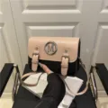 Trendy color-block Cambridge shoulder bag for women, versatile fashion small square cross-body bag. - Pink Black