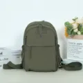 Stylish lightweight large capacity women backpack nylon casual versatile multi-pocket daypack - Army Green