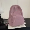 Sac a dos femme uni minimaliste grande capacite sac d'ecole decontracte elegant quotidien - Rose foncé