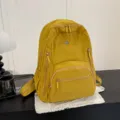 Stylish solid color casual yellow backpack for women, large capacity daily school bookbag. - Yellow