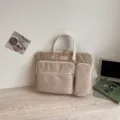 Borsa per laptop multi-scomparto grande capacità elegante valigetta da lavoro tinta unita - Kaki