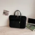 Borsa per laptop nera minimalista per uomini e donne, elegante borsa da lavoro. - Nero