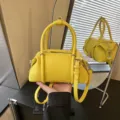 Bolso de piel amarilla para mujer bolso de mano elegante y casual para verano. - Sin colgante / Amarillo