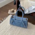 Γυναικεία τσάντα χειρός denim μπλε με leopard print casual τσάντα ώμου κορεατικό στυλ - Ανοιχτό μπλε