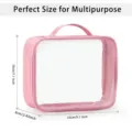 Trousse de toilette transparente rose avec poignee et fermeture eclair, imperméable. - 23x18x6cm / Rose