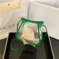 Transparent jelly crossbody bag with inner pouch, stylish green trim shoulder bag for women. - Green