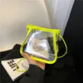 Neon yellow transparent jelly crossbody bag with inner pouch, stylish casual shoulder purse. - Yellow
