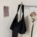 Schwarze Wildleder-Shopper Tasche für Damen, große Kapazität lässige Schultertasche Handtasche. - Schwarz