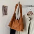 Braune Wildleder Hobo Tasche, grosse casual Schulter Shopper Tasche fuer Damen Alltag. - Braun