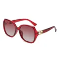 Chic red frame sunglasses for women, vintage gradient lenses with stylish metal temples. - Gradient Pink/Red Lens