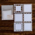 Tarjetas de collage de encaje hueco nacarado, 6 diseños para papel base de scrapbooking. - Cena de París