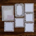 Tarjetas de collage de encaje hueco blanco, papel de scrapbooking decorativo estilo. - Poema Botánico