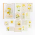 Vintage botanische Aufkleber Packung mit 30 Stueck gelben Blumen dekorativen Stickern. - Wildblumen Notizen