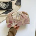 Chic pochette brodée de fleurs et sequins, sac à main femme design niche élégant. - Rose