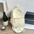 Fashion casual lightweight mini backpack in cream beige variant for daily student use. - Milk Yellow