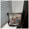 Ethno Jacquard Umhängetasche mit Pfau Muster, vintage Schultertasche für Damen im Alltag. - Pfau