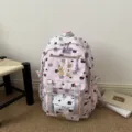 Zaino casual carino con stampa capybara grande capacità borsa scolaretta moda donna. - Rosa