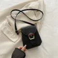 Sac bandoulière vertical noir pour téléphone, petit sac élégant et uni pour femmes. - Noir