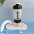 Μπουκάλι shaker πρωτεΐνης 3 στρώσεων διαφανές κύπελλο νερού γυμναστικής mixer γυμναστηρίου με θήκη - Μαύρο