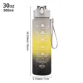 Large capacity gradient frosted plastic water bottle 900ml sports drink cup with time scale. - Light Gray