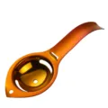 Stainless steel egg yolk white separator with long handle, vibrant metallic finish. - Gradient Red