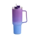 Paarse gegradueerde thermosbeker met handvat en rietje grote capaciteit reidrinkbeker - 1200ml / Paars